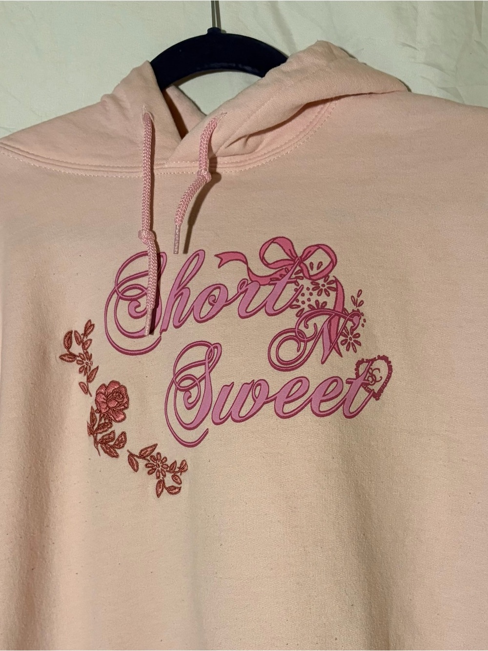Sabrina Carpenter Pink Short N Sweet Tour Graphic Embroidered Pullover Hoodie XL